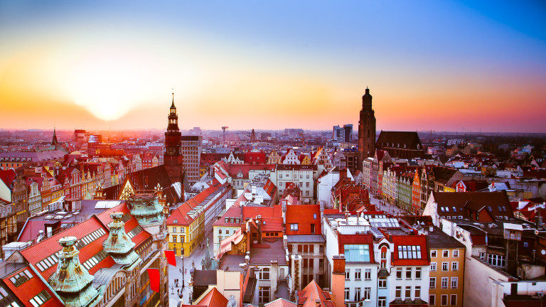 Wroclaw city sunset