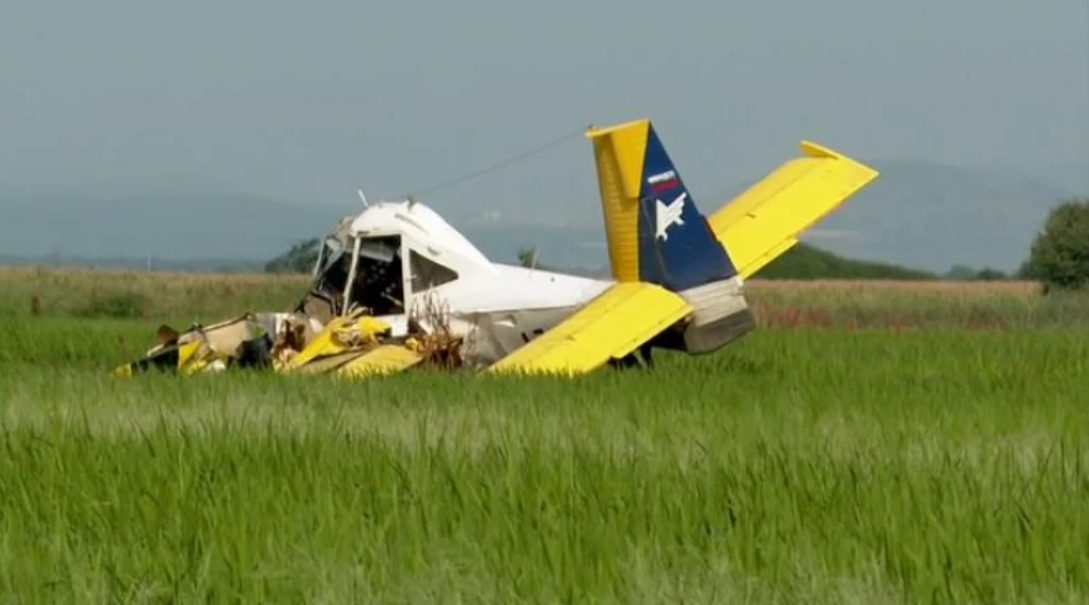 Мястото на което се е разбил самолетът край Раднево е