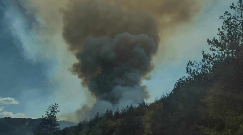 Разраства се пожарът в Родопите Хеликоптер Кугър на ВВС излетя